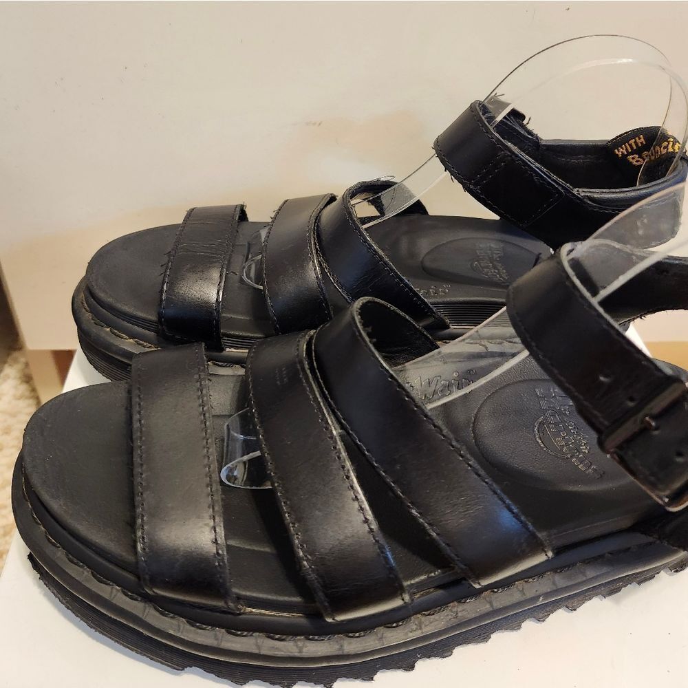 Doc Dr. Martens "Blaire" Black Leather Platform Strappy Sandals Sz.8/39 Ret.$140 - Picture 5 of 12